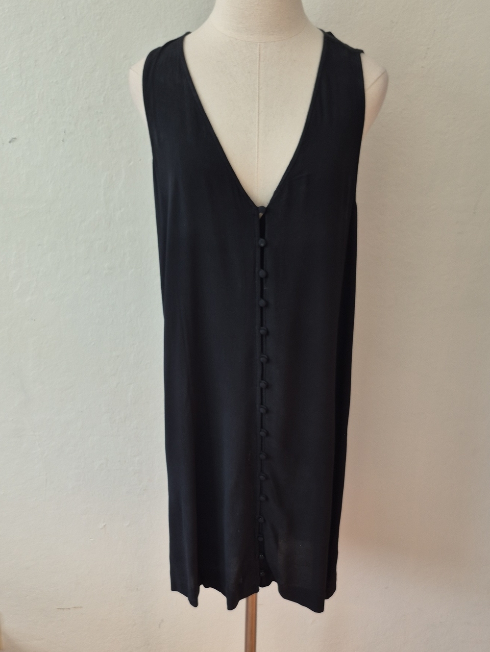 Madewell Texture & Thread Button-Front Tank Dress Black Sz S